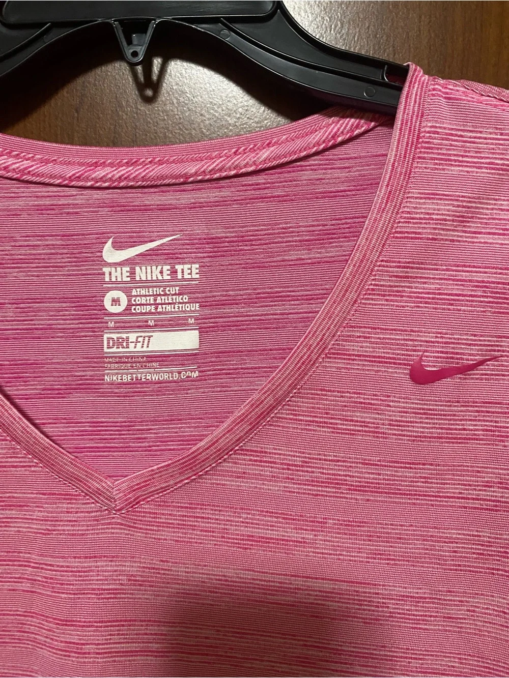 Nike Pink Heathered V-Neck Short Sleeve Tee